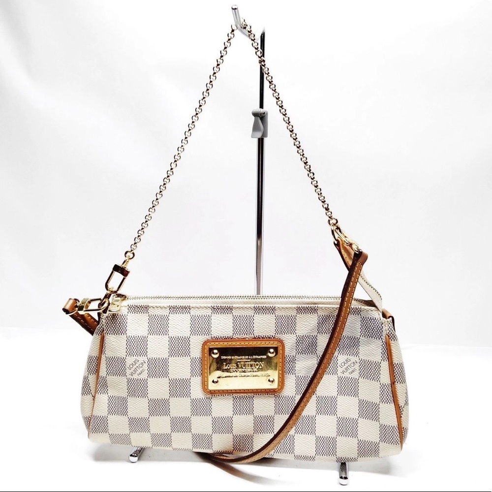 LOUIS VUITTON Damier Azur Eva Pouch Chain Shoulder Bag